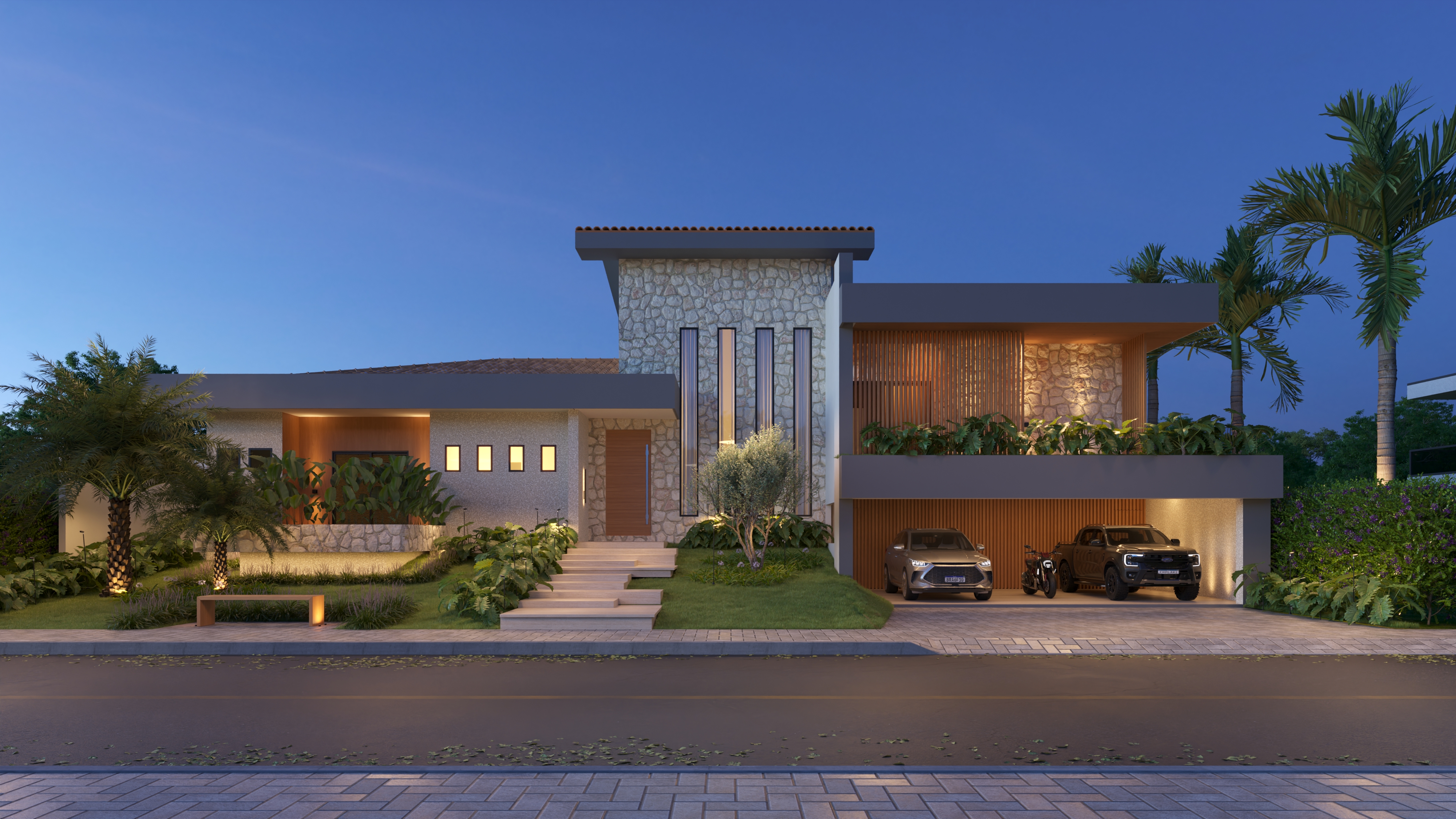 Arquitetura moderna com piscina